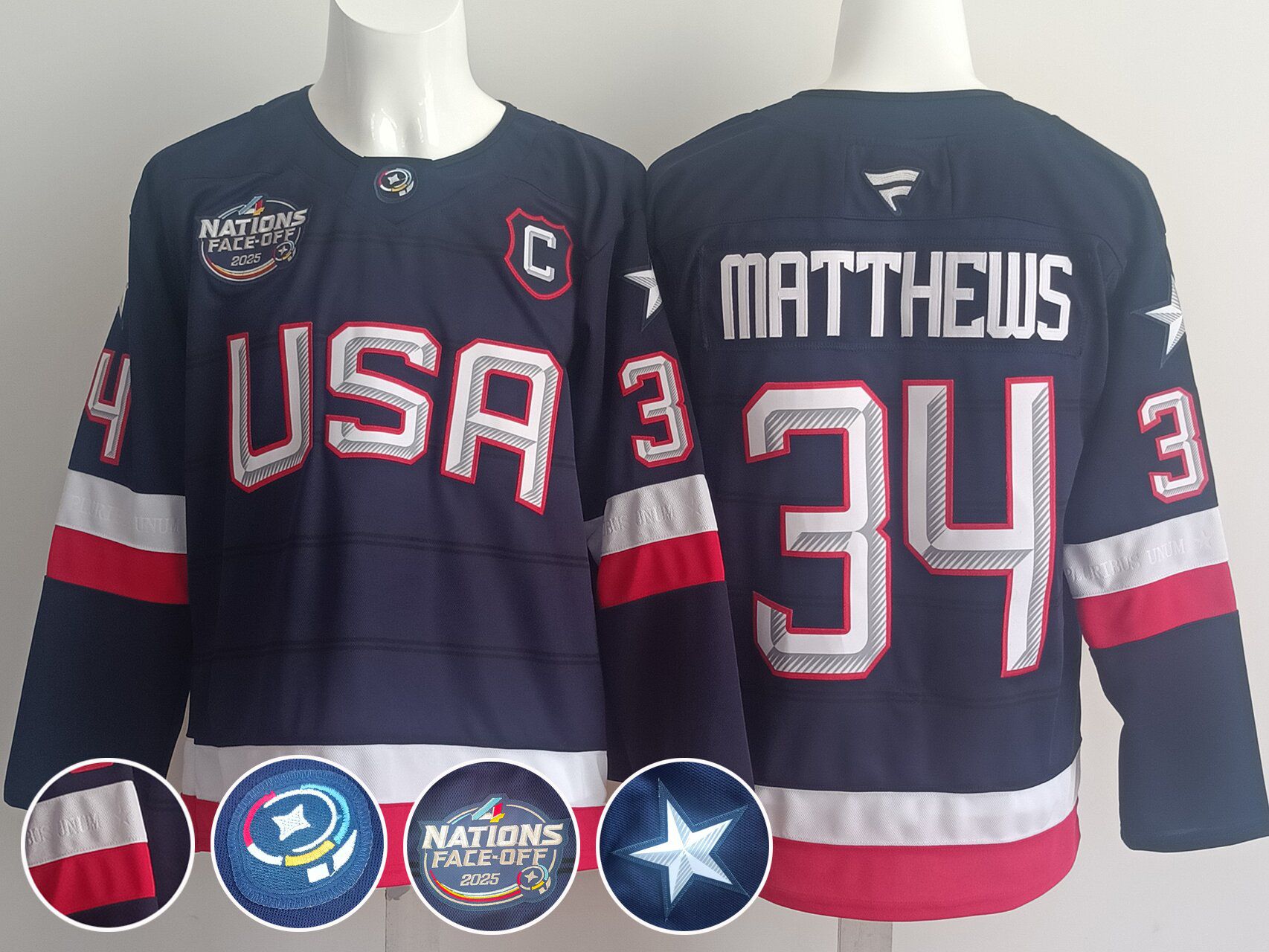 Men USA #34 Matthews Blue 2025 Fanatics Home Premium NHL Jersey->more nhl jerseys->NHL Jersey
